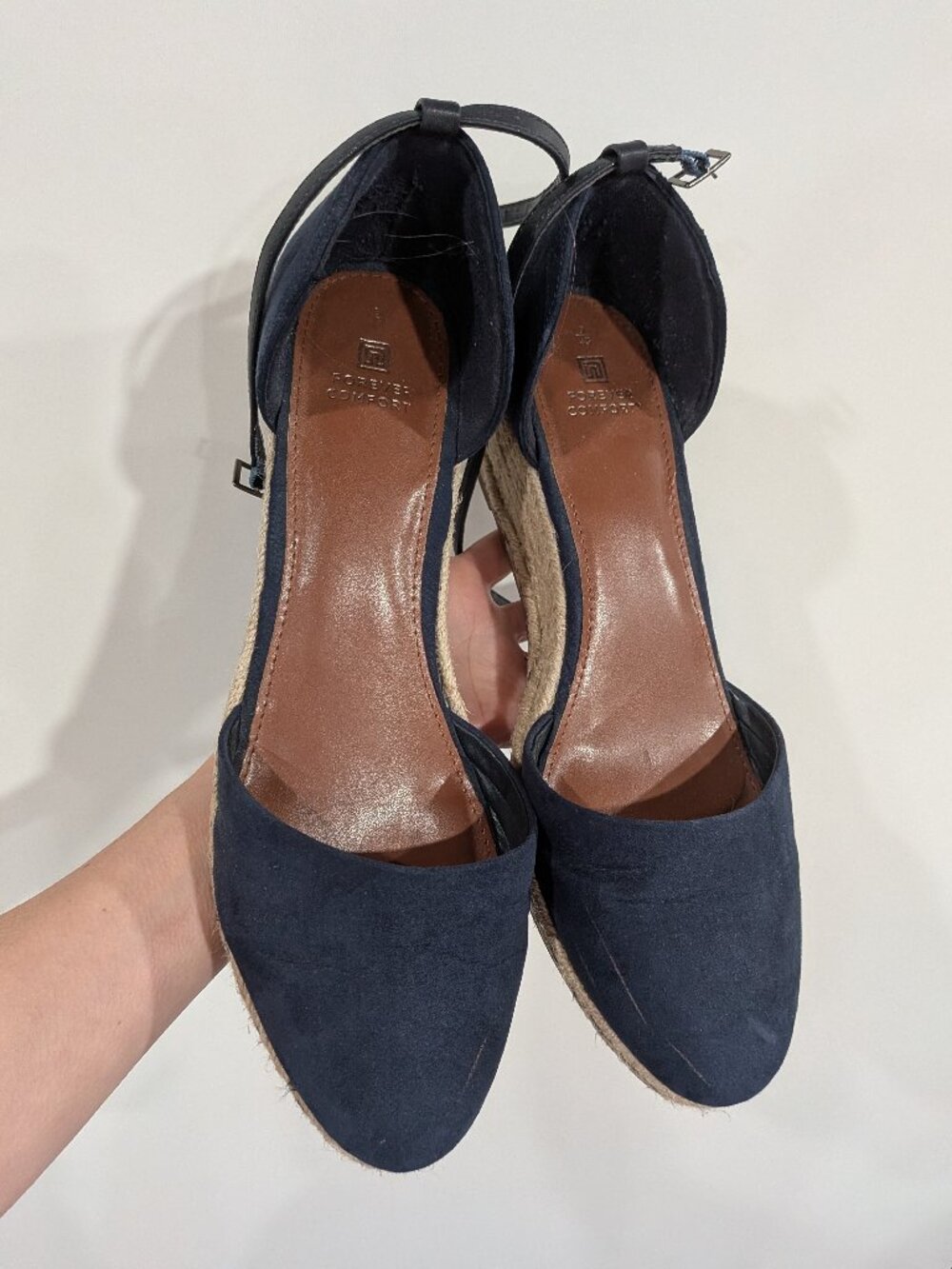 Next Forever Comfort Closed Toe Espadrille Wedges Navy Blue Size 9